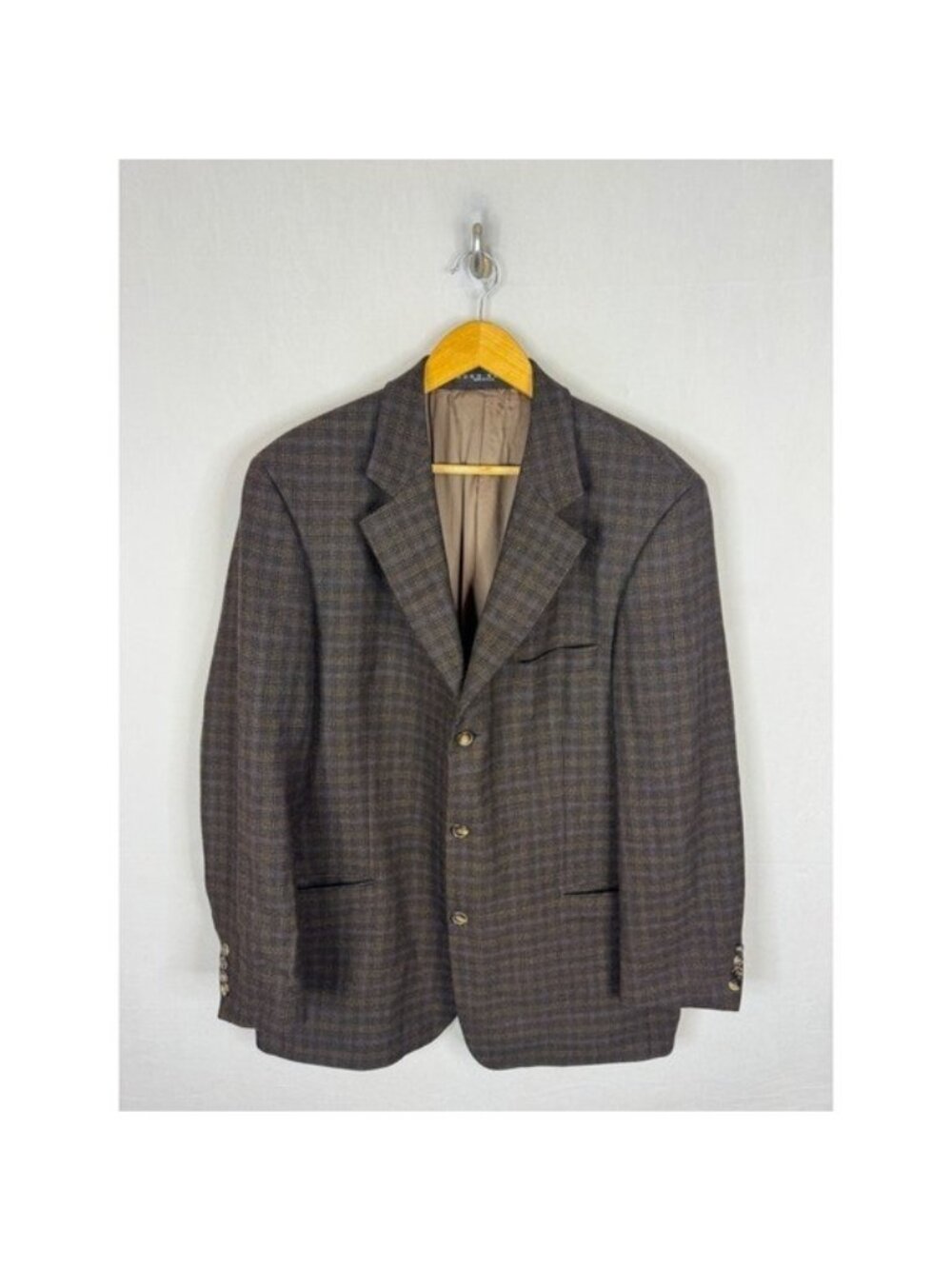 Hugo Boss Einstein Brown Plaid Lambswool Blazer Sport Coat 42R Made in USA